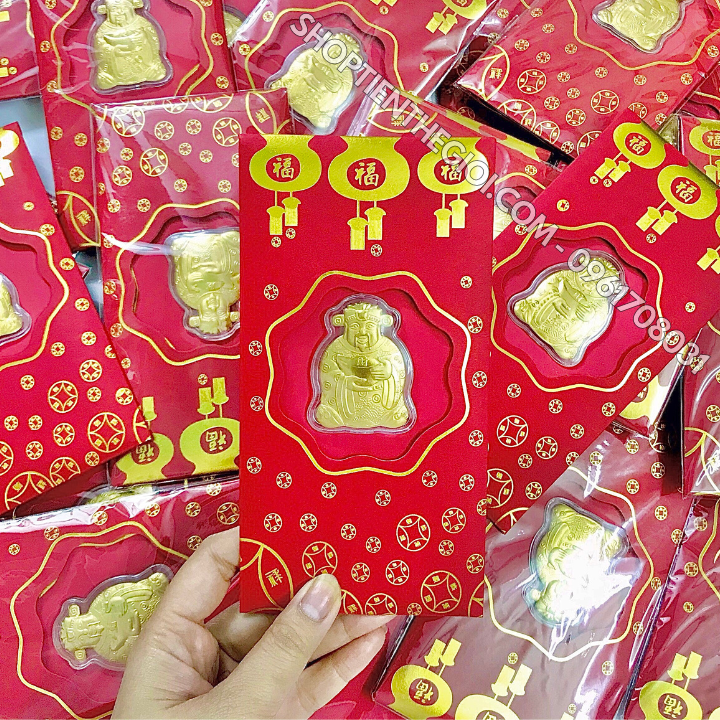 Combo 5 Bao Lì Xì Thần Tài mạ vàng thường - SP000351